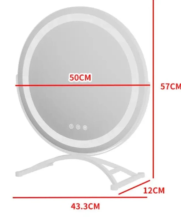 Miroir LED Rond sur Pied blanc 50