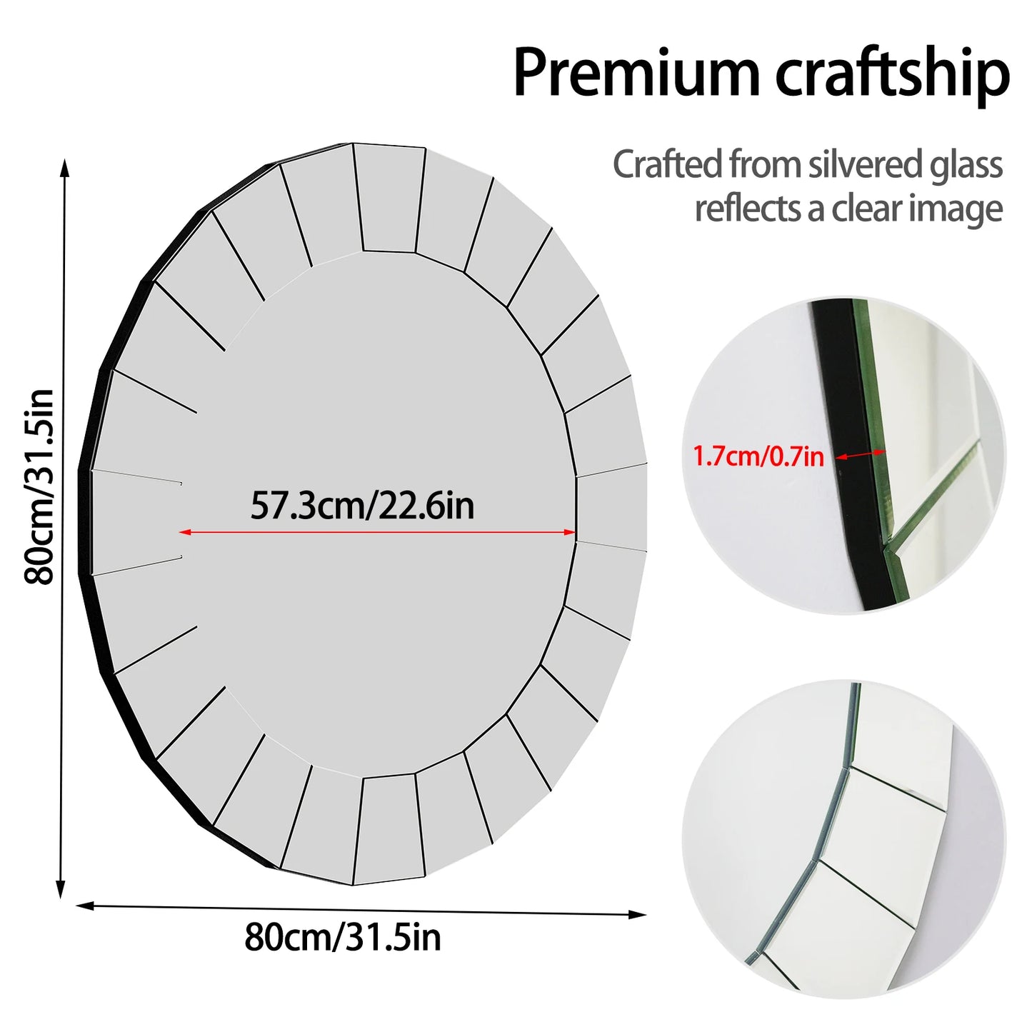 Miroir Mosaique Rond 80 cm