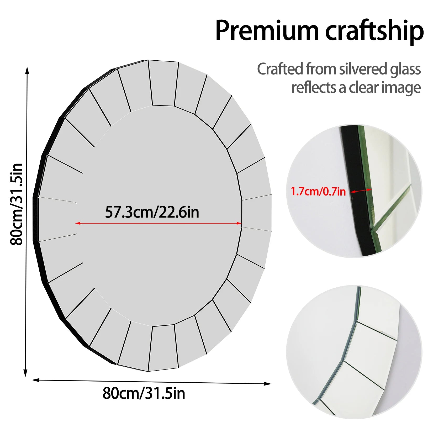 Miroir Mosaique Rond 80 cm