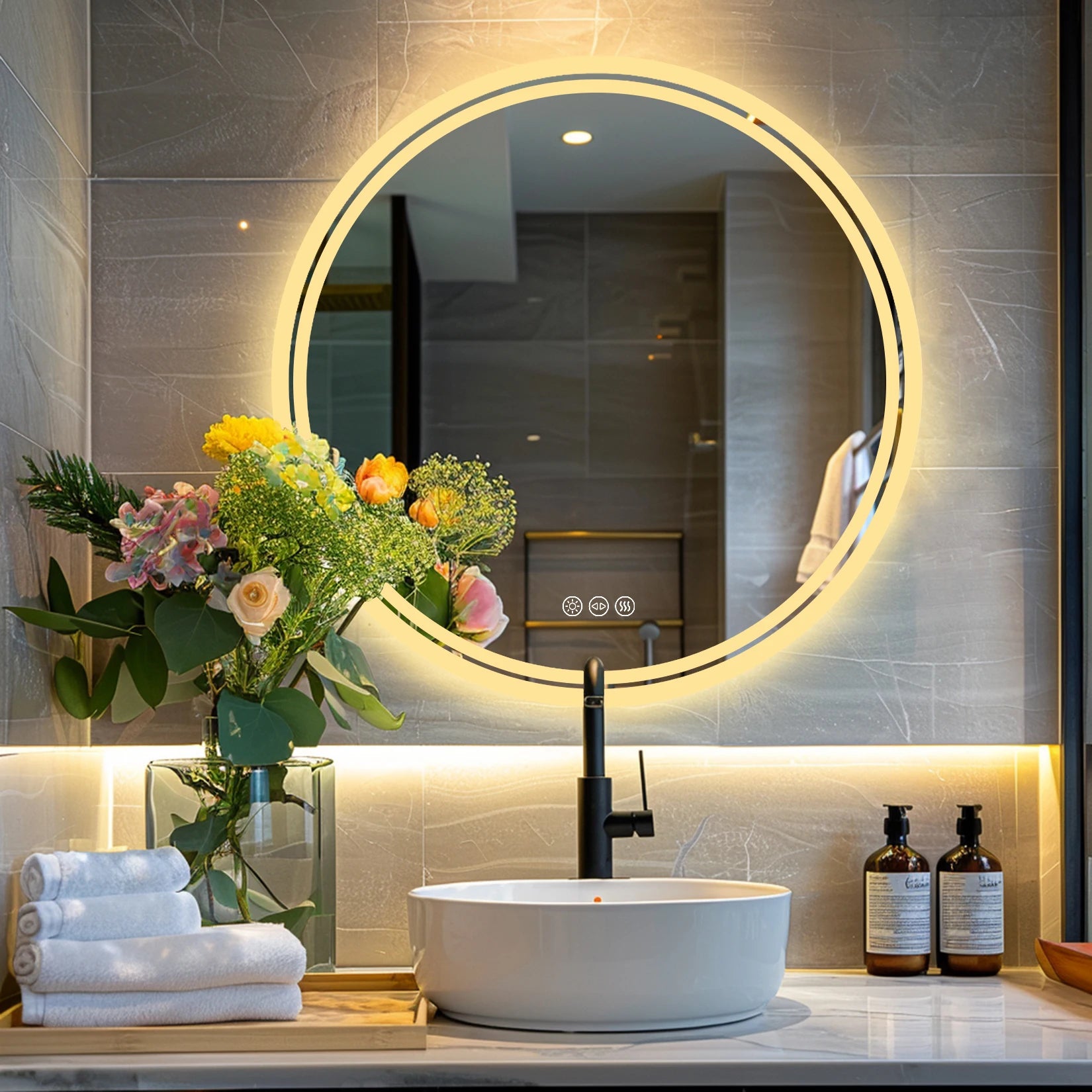 Miroir Rond Lumineux pour Salle de Bain