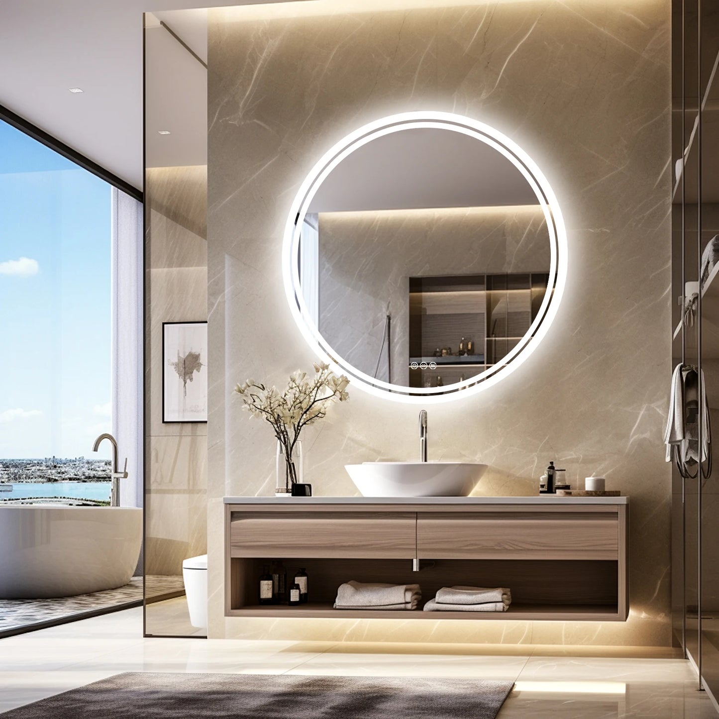 Miroir Rond Salle de Bain Lumineux1