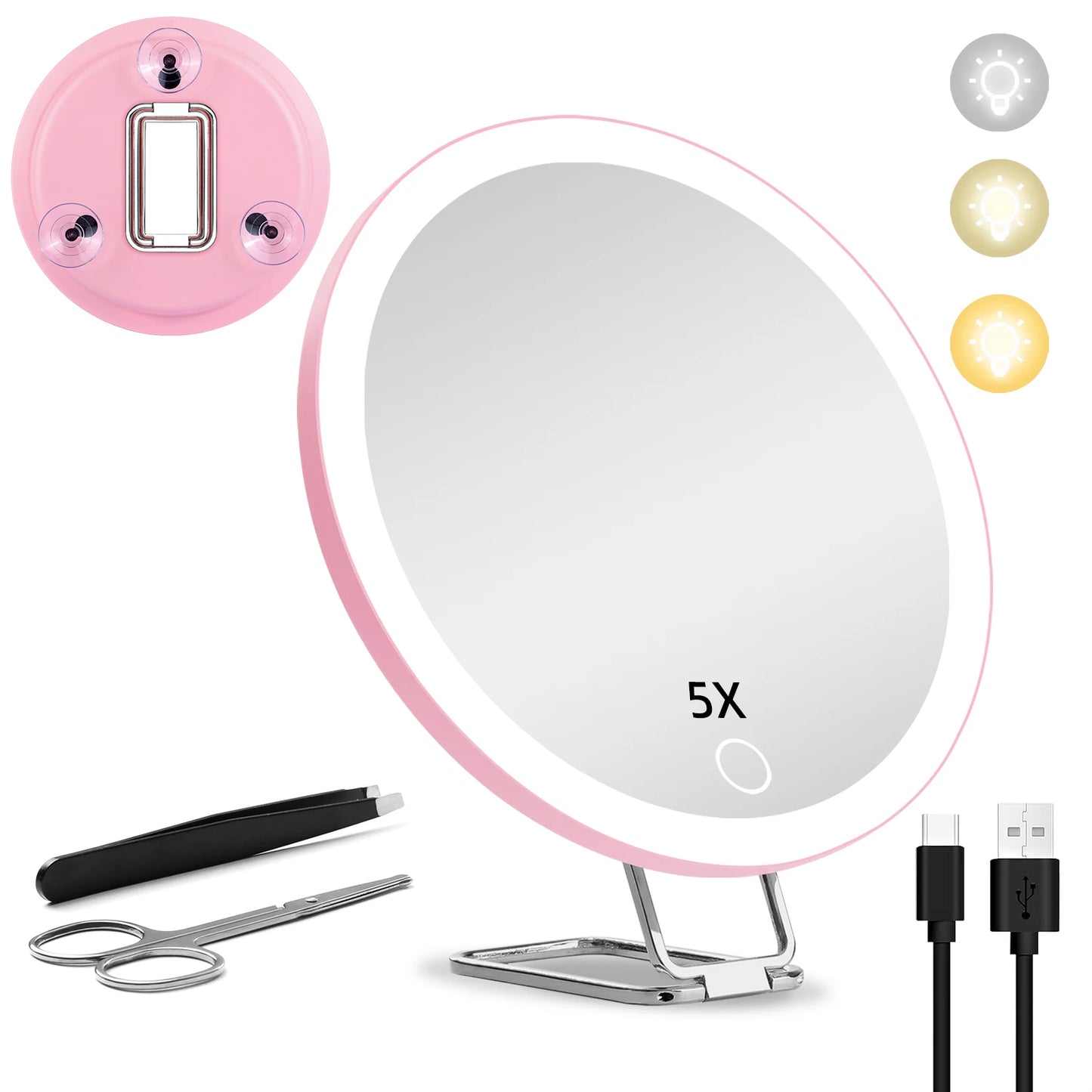 Miroir grossissant x 5 rose