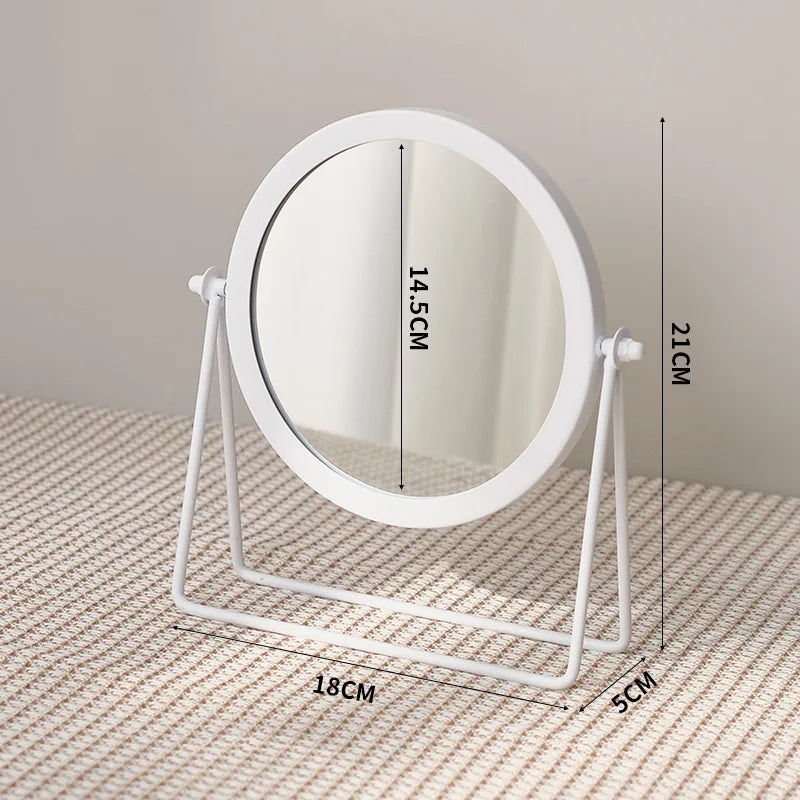 Petit Miroir de Maquillage Blanc sur Pied double