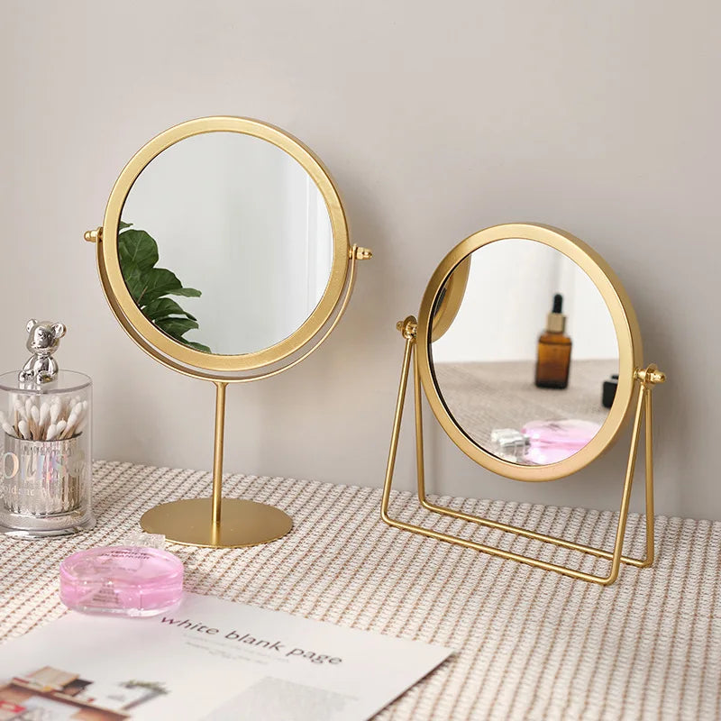 Petit Miroir de Maquillage Rose sur Pied