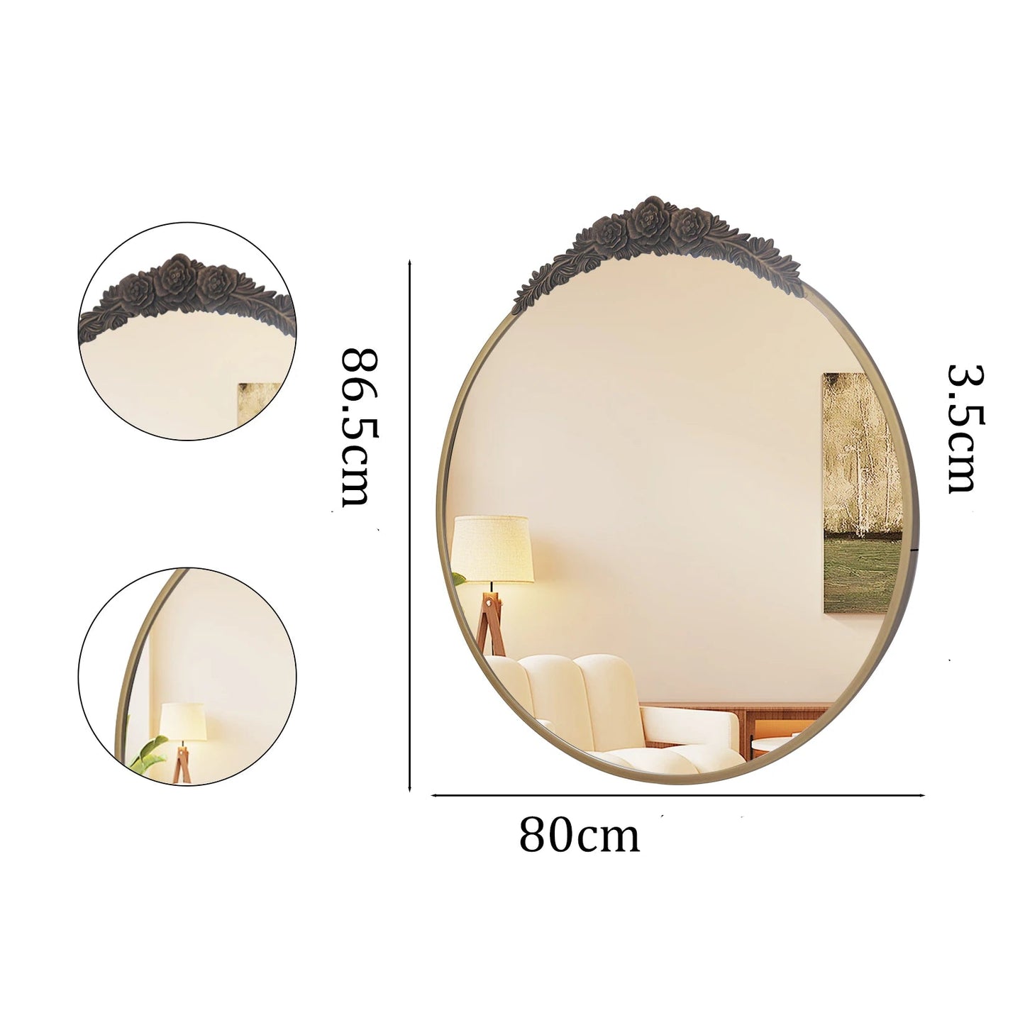 miroir rond baroque 80 cm