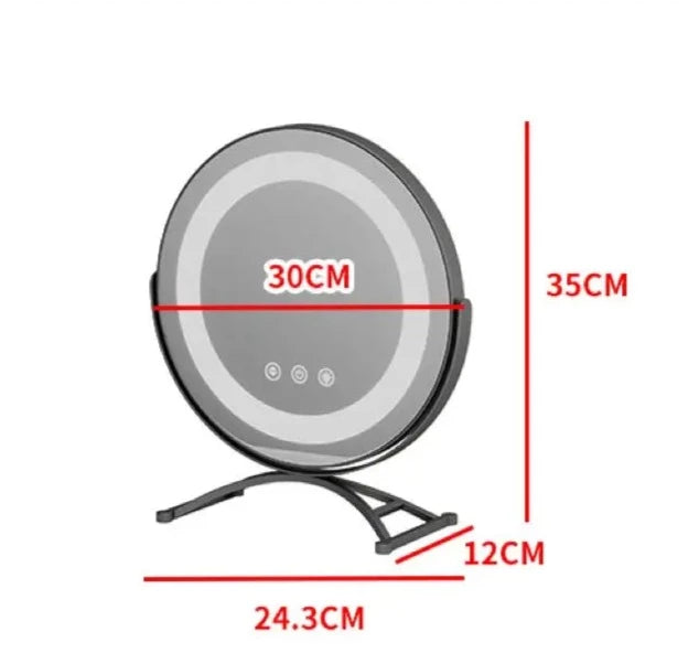 Miroir LED Rond sur Pied Noir