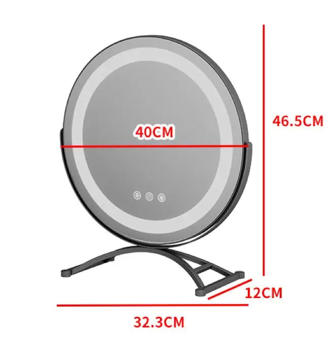 Miroir LED Rond sur Pied Noir 40