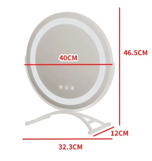Miroir LED Rond sur Pied blanc 40