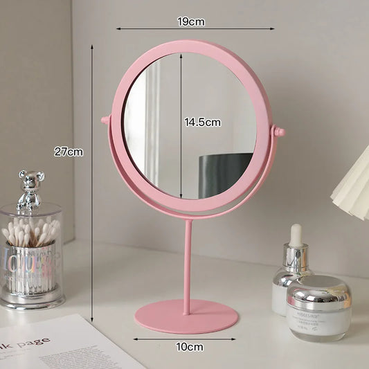 Petit Miroir de Maquillage Rose sur Pied