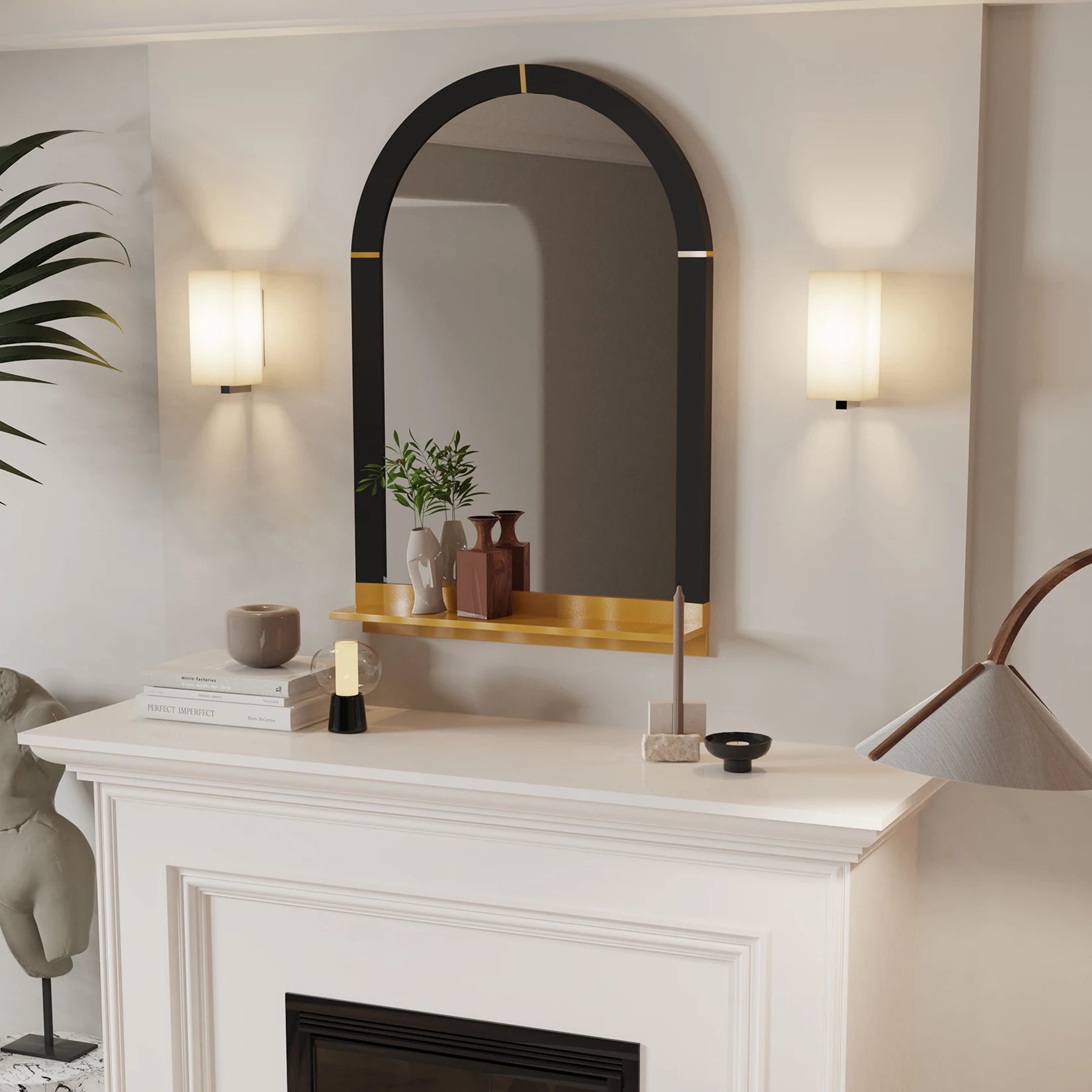 miroir mural etagere